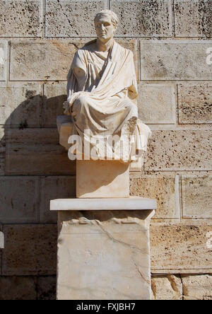 Reconstruction of the statue of Menander at the base of the Athenian Acropolis in Athens, Greece. Stock Photo