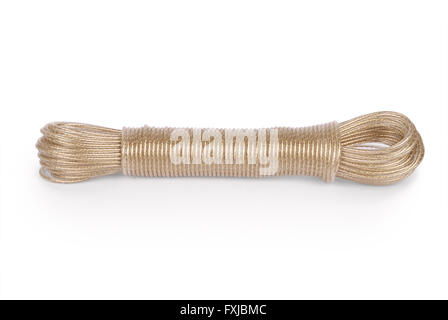 Thick Jute And Brown Rope With Knot Isolated On White Stock Photo