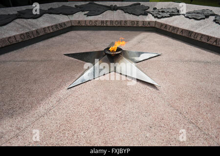 Horizontal close up view of the eternal flame in Havana, Cuba. Stock Photo