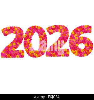 Numbers 2026 made from Zinnias flowers Stock Photo