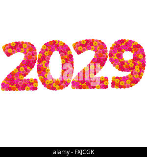 Numbers 2029 made from Zinnias flowers Stock Photo