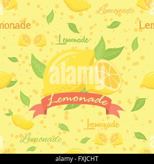 Lemonade Seamless Pattern Yellow Stock Vector