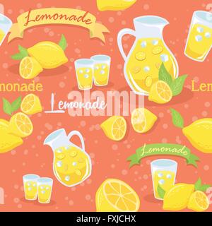 Lemonade Seamless Pattern Red Stock Vector