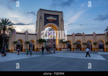 Main Entrance At Universal Studios Theme Park Orlando Florida At Night Stock Photo