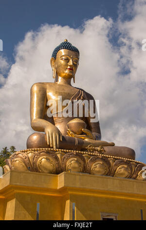 Buddha Dordenma statue in Bhutan. One of the largest buddha statues in the world (51.5m). Made of bronze and gilded in gold. Stock Photo