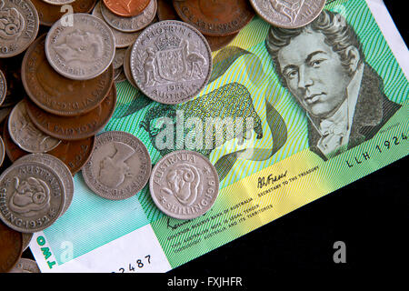 Old Australian coins. Stock Photo