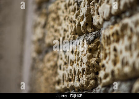 Stone wall close-up diagonal perspective Stock Photo