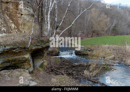 battle creek regional park flowing stream rocks and bluffs surrounded by forest in saint paul minnesota Stock Photo