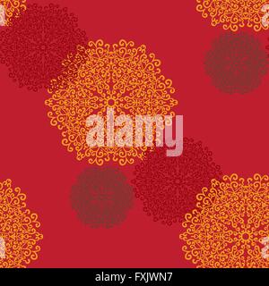 Seamless Print Mandalas. Vintage decorative element on seamless texture. Hand drawn background. Islamic, Arabic, Indian, Asian, Ottoman motifs Stock Vector