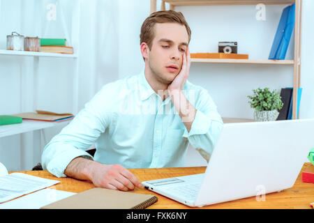 IT programmer working with laptop Stock Photo