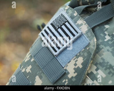 US Army uniform element - sleeve patch with flag (ACU pattern) Stock Photo