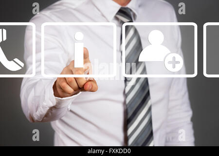 Businessman touching display. Stock Photo