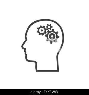 gear in head icon Stock Vector