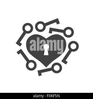 heart with key icon Stock Vector