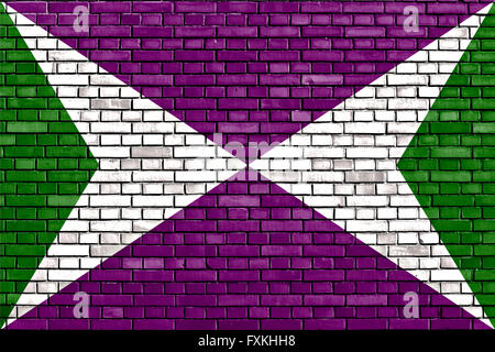 flag of Yabucoa painted on brick wall Stock Photo