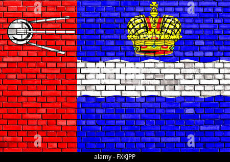 flag of Kaluga painted on brick wall Stock Photo