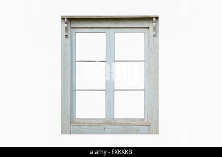 Old weathered residential window isolated on white Stock Photo