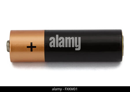 One AA battery isolated on white, with clipping path Stock Photo