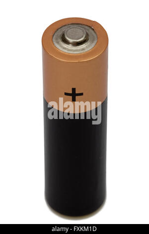 One AA battery isolated on white, with clipping path Stock Photo