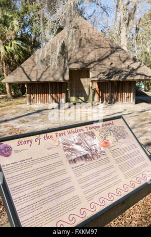 The Camp Walton Native American Temple Mound at Heritage Park and Cultural Center in Fort Walton Beach, Florida. Stock Photo