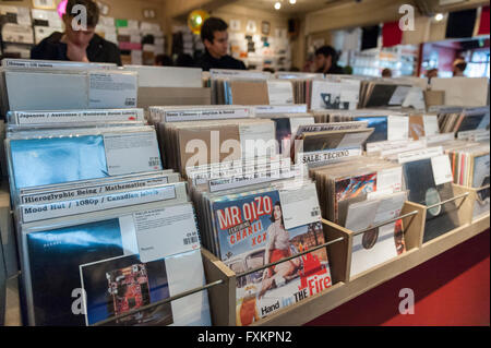 London, UK. 16 April 2016.  Fans of vinyl visit record shops in and around Berwick Street in Soho today, on Record Store Day, a worldwide celebration of analogue music and music to be listened to from a physical format. Credit:  Stephen Chung / Alamy Live News Stock Photo