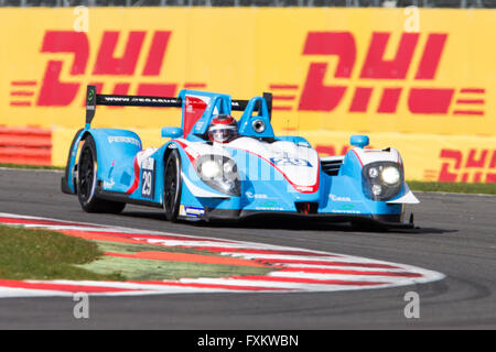 Silverstone, UK. 16th Apr, 2016. European Le Mans Series, Round 1. Pegasus Racing Morgan Nissan LMP2 driven by Leo Roussel, Remy Striebig and Ines Taittinger. Credit:  Action Plus Sports/Alamy Live News Stock Photo