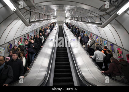London 16 April 2016 - A six-month trial scheme starts on 18 April 2016 which will see commuters at Holborn Station to stand on both sides of the escalator rather than walking. Credit:  Dinendra Haria/Alamy Live News Stock Photo