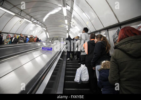 London 16 April 2016 - A six-month trial scheme starts on 18 April 2016 which will see commuters at Holborn Station to stand on both sides of the escalator rather than walking. Credit:  Dinendra Haria/Alamy Live News Stock Photo