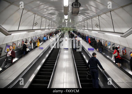 London 16 April 2016 - A six-month trial scheme starts on 18 April 2016 which will see commuters at Holborn Station to stand on both sides of the escalator rather than walking. Credit:  Dinendra Haria/Alamy Live News Stock Photo