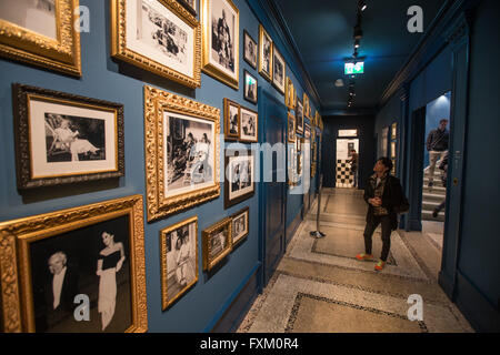 Geneva, Switzerland. 16th Apr, 2016. A woman visits Chaplin's World Museum in Corsier-sur-Vevey, western Switzerland, on April 16, 2016. Chaplin's World Museum, showcasing the life and works of screen legend Charlie Chaplin, was inaugurated in Corsier-sur-Vevey village to mark the 127th anniversary of Charlie Chaplin's birth. Corsier-sur-Vevey was the home to Charlie Chaplin and his family in the last 25 years of his life. © Xu Jinquan/Xinhua/Alamy Live News Stock Photo