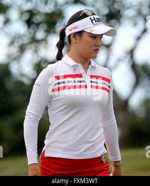 April 16, 2016 - So Yeon Ryu hits her tee shot on the 16th tee box ...