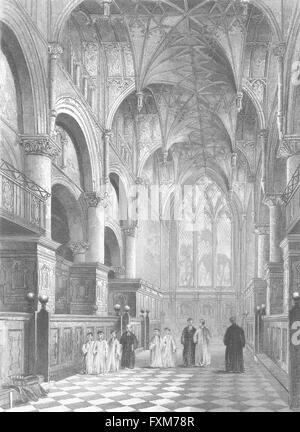 OXON: Oxford cathedral Choir, antique print 1836 Stock Photo