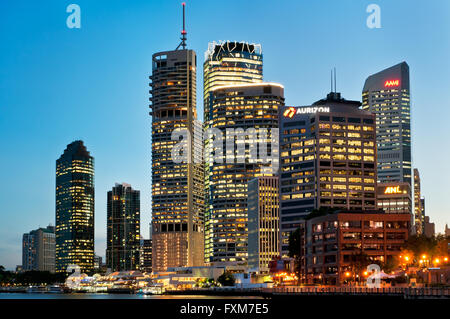 Brisbane skyline in evening light. Stock Photo