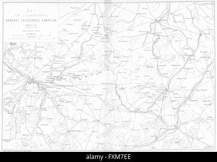 FRANCO-PRUSSIAN WAR: Faidherbe Campaign map Amiens , 1875 Stock Photo