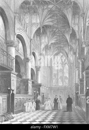 OXON: Oxford cathedral Choir, antique print 1860 Stock Photo