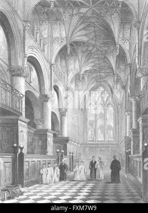 OXON: Oxford cathedral Choir, antique print 1836 Stock Photo