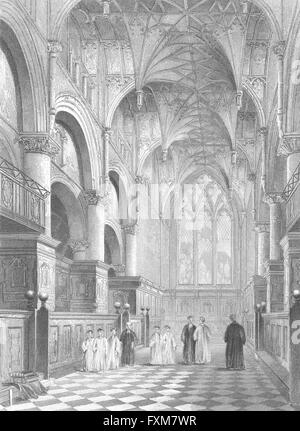 OXON: Oxford cathedral Choir, antique print 1851 Stock Photo