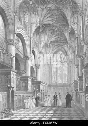 OXON: Oxford cathedral Choir, antique print 1860 Stock Photo