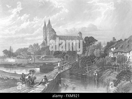 GERMANY: Spires: Speier: Birket Foster cathedral, antique print 1860 Stock Photo