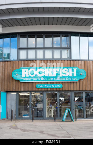 The Rockfish Fish restaurant in Brixham Devon UK located in the fish market. Stock Photo