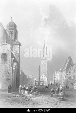 GERMANY: Straubing: Bartlett Busy St-Roberts, antique print 1842 Stock ...