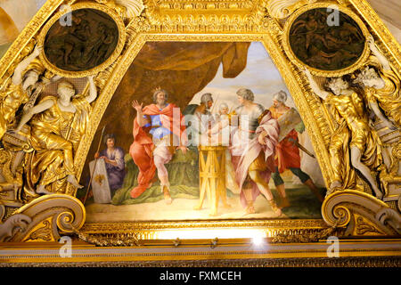 A fresco painting in the ceiling of Louvre, Paris, France. Stock Photo