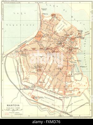 MANTOVA (MANTUA) . Vintage town city map plan. Italy, 1927 Stock Photo