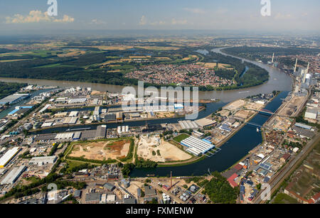 Aerial view, Rheinchemie Rheinau Harbour Mannheim, Rhein, Mannheim, Baden-Württemberg, Germany, Europe, Aerial view, Stock Photo