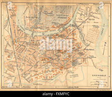 FRENCH ALPS. ISERE. Grenoble. Alpes Françaises, 1926 vintage map Stock Photo