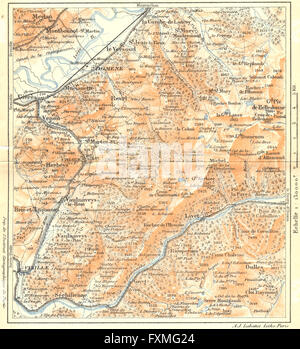 ISERE. Uriage et ses environs. Alpes Françaises, 1926 vintage map Stock Photo