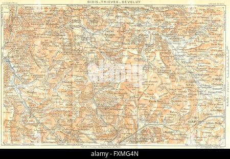 HAUTES-ALPES. Diois Trieves Devoluy Gap. Alpes Françaises, 1926 vintage map Stock Photo