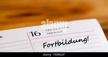 Fortbildung writen on a calender page Stock Photo
