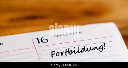 Fortbildung writen on a calender page Stock Photo
