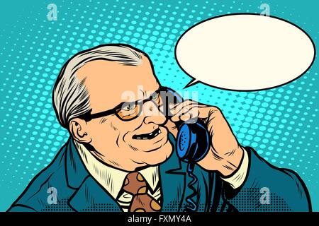Angry boss talking on the phone Stock Vector
